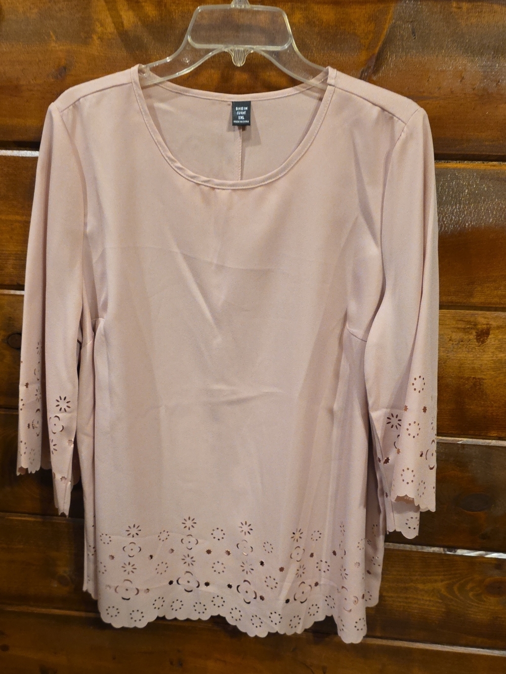 SHEIN Curve Blush Beige Round Neck Top